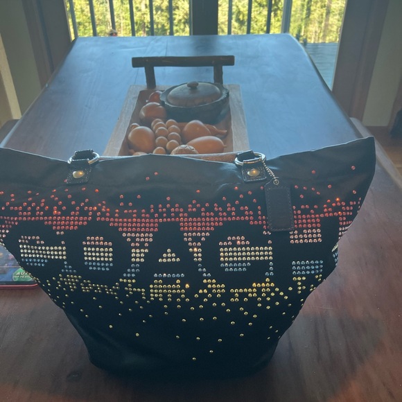 Coach Black and Red Studded holiday limited edition satin! - Picture 2 of 10